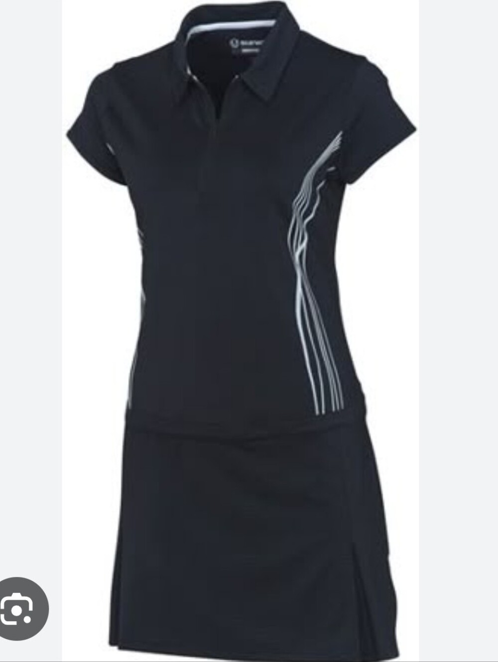 Sunice Polo Dress with White Side Stripe Accents Zipper neck & back pocket